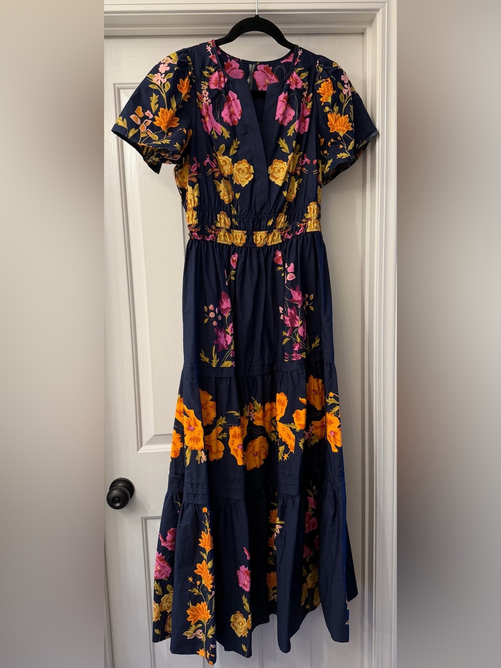 Anthropologie Somerset Maxi Dress Navy with Pink & Orange Floral - Picture 3 of 6